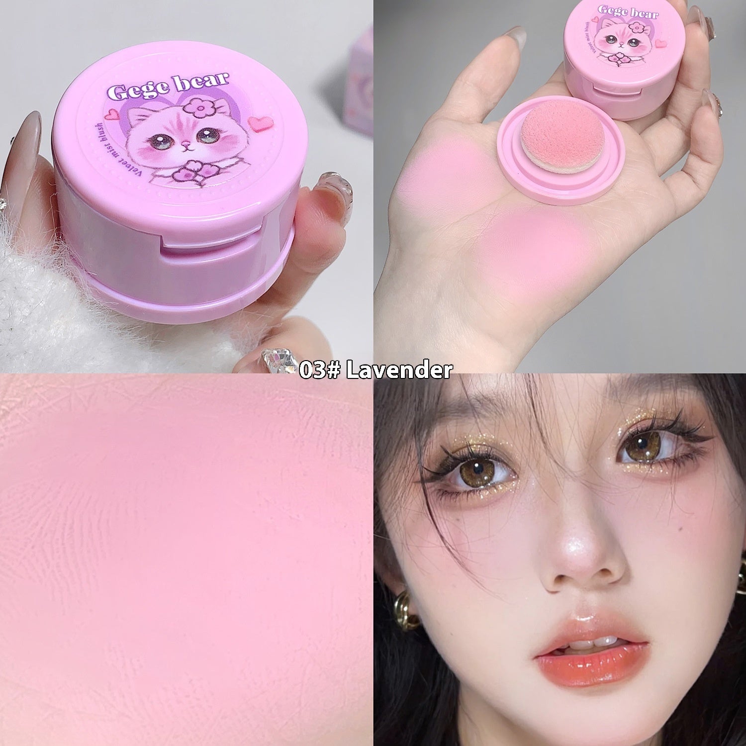 🐾🩷Kawaii Cat Cushion Blush — With Powder Puff 🩷🐾