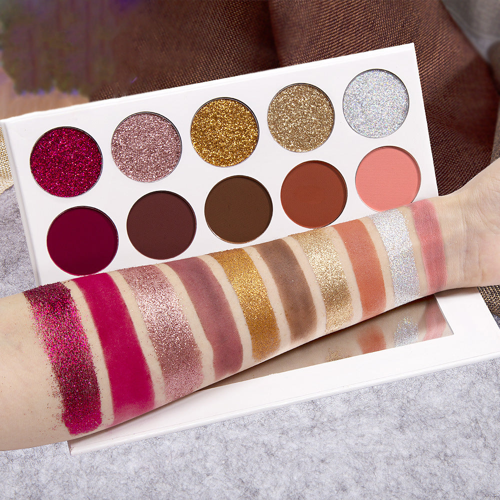 ✨️❤️‍🔥10-Color Eyeshadow Palette — 5 Matte + 5 Glitter Shades❤️‍🔥✨️