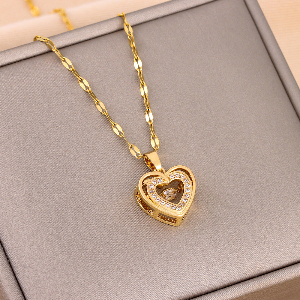 💘 Double Love Necklace – Layered Hearts & Rhinestone Glow ✨️