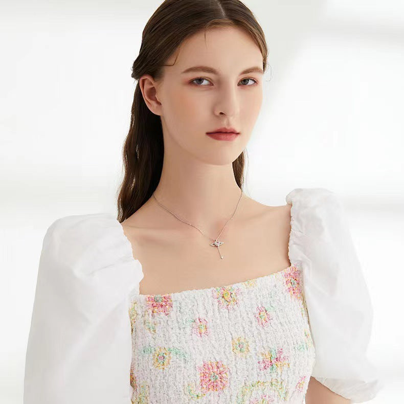 🩷👼 Moving Cupid’s Wings Necklace – Crystal Heart Tassel 🩷🪽