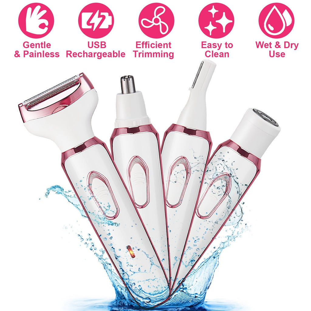 💖 4-in-1 Painless Electric Razor for Women — Smooth Beauty, Zero Effort ✨
