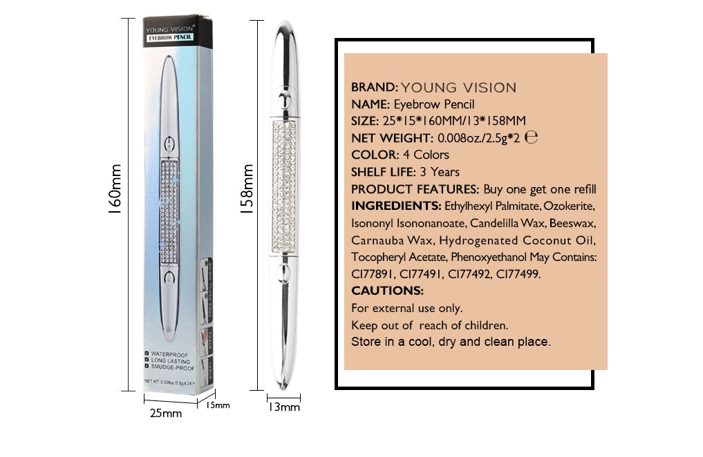💎Sky Silver Double-Head Eyebrow Pencil — Long-Lasting & Smudge-Proof ✨