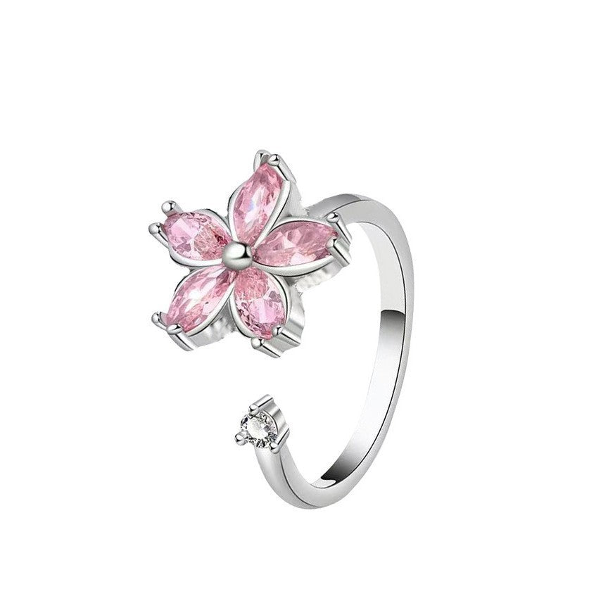 🌸 Cherry Blossom Anxiety Spinning Ring — Calmness Wrapped in Elegance ✨