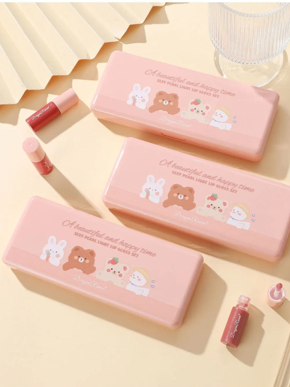 🧸10PCS Mini Lip Gloss Set – Waterproof, Long-Lasting & Cartoon Cute 🩷✨
