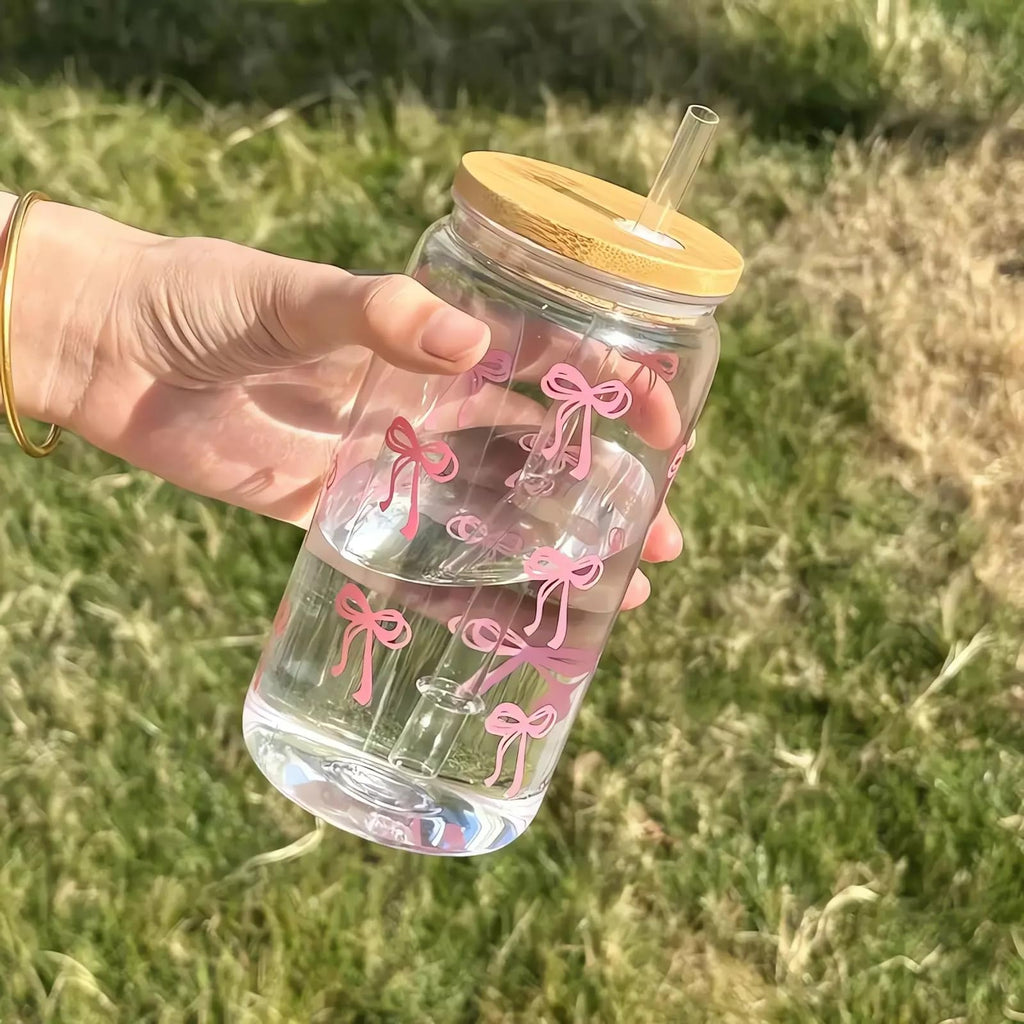 🎀 Pink Bow Glass Tumbler 🧊