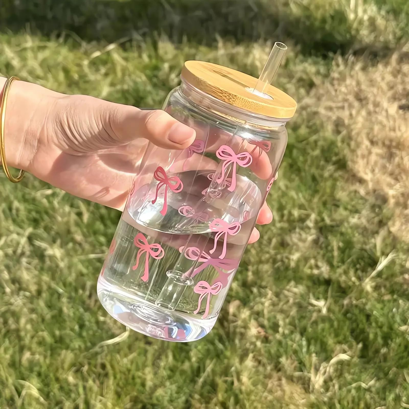 🎀 Pink Bow Glass Tumbler 🧊