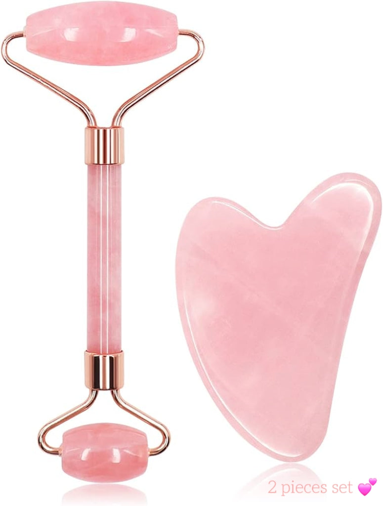 ✨️ Glow at home – Rose Quartz Roller & Gua Sha for puff-free, radiant skin. Spa vibes, natural crystals, all-day self-care. 🌸