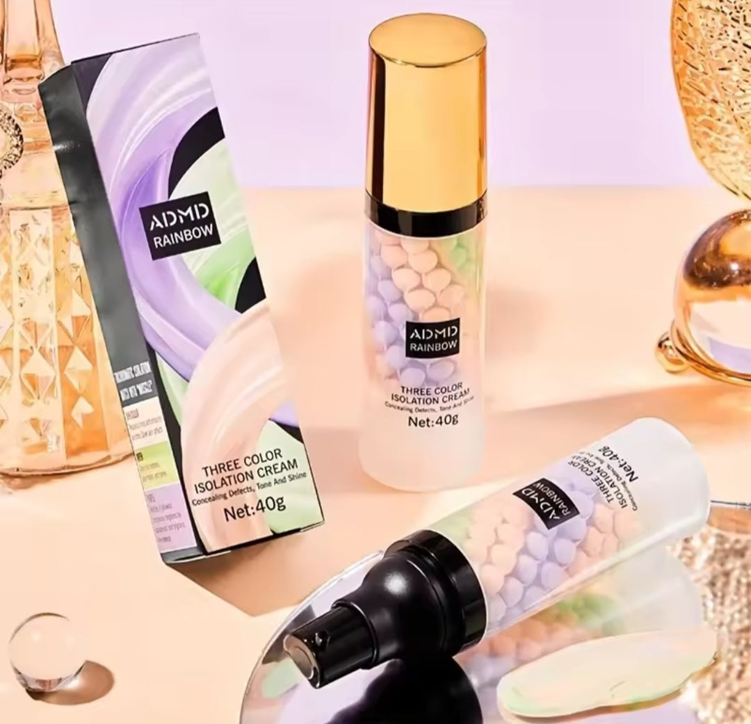 ✨ Tri-Color Face Primer – Brighten, Contour & Perfect 💧